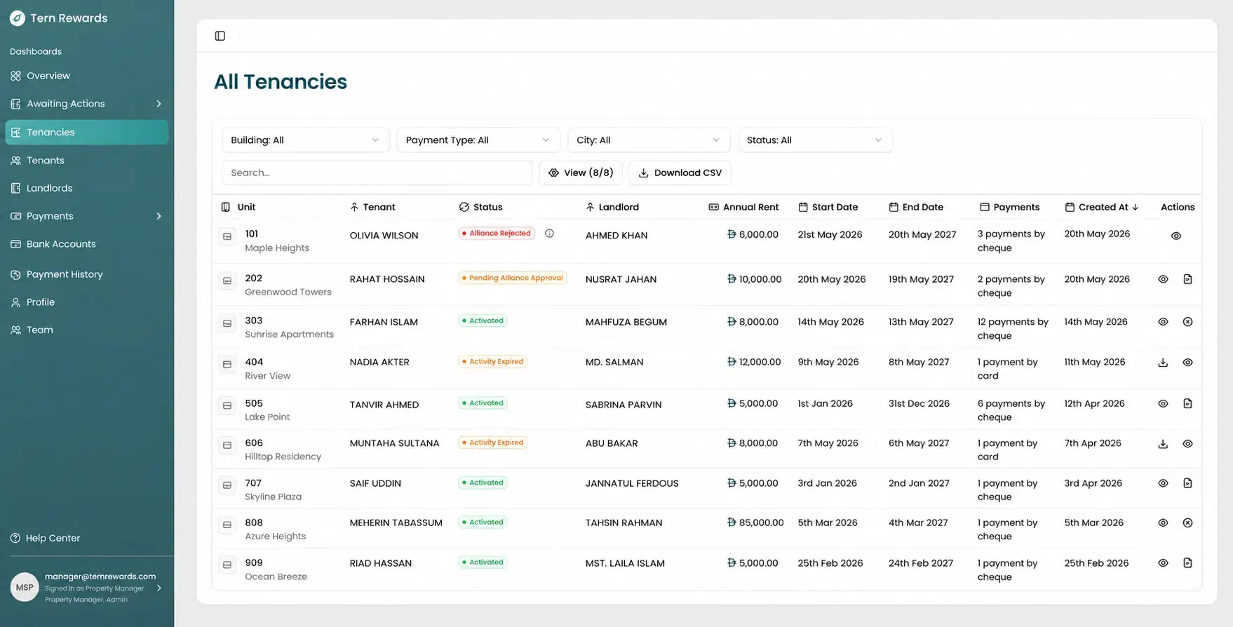 Tern landlord portal