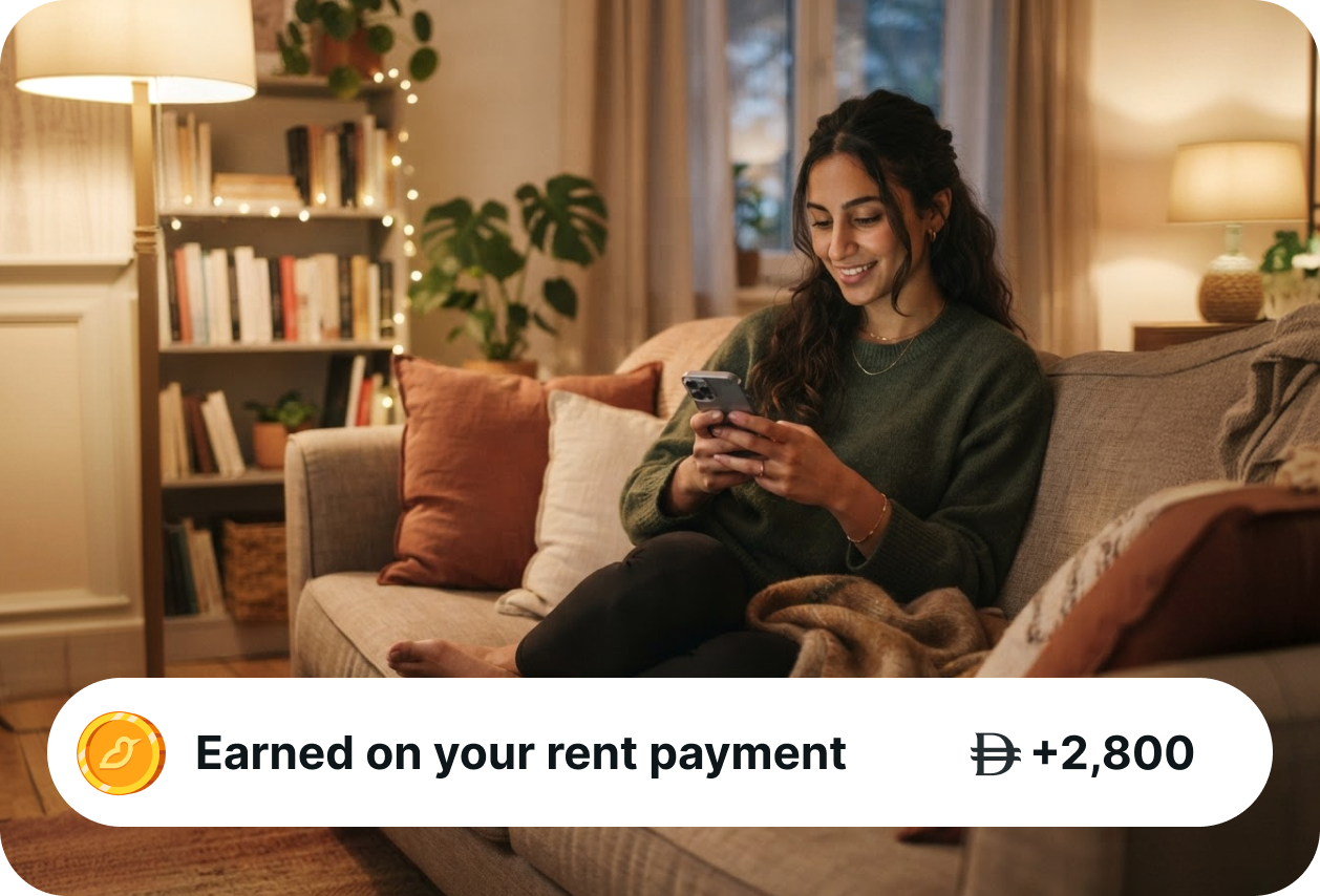 Resident earning rewards on a rent payment